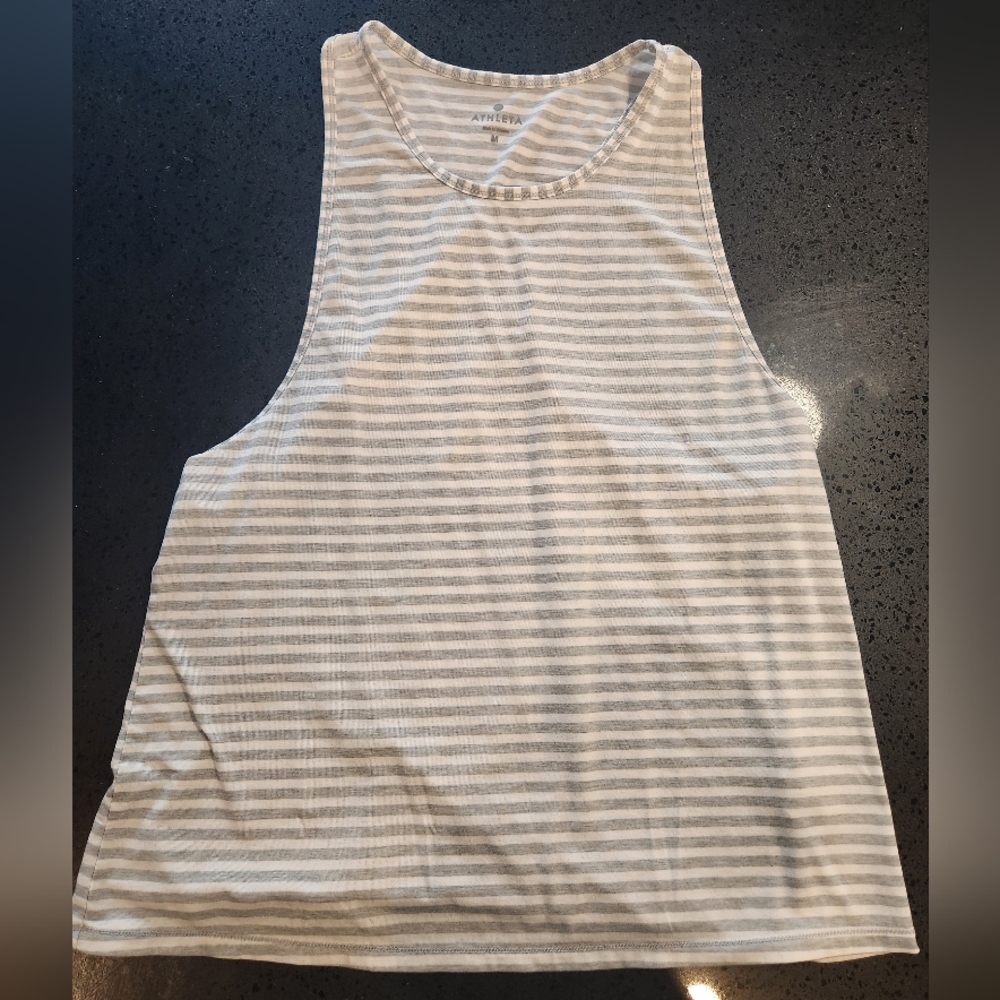 Athleta Gray Striped Tank Top Size Medium